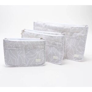 Periea Set of 3 Handbag Purse Organizer Insert Foldable Grey Leaves